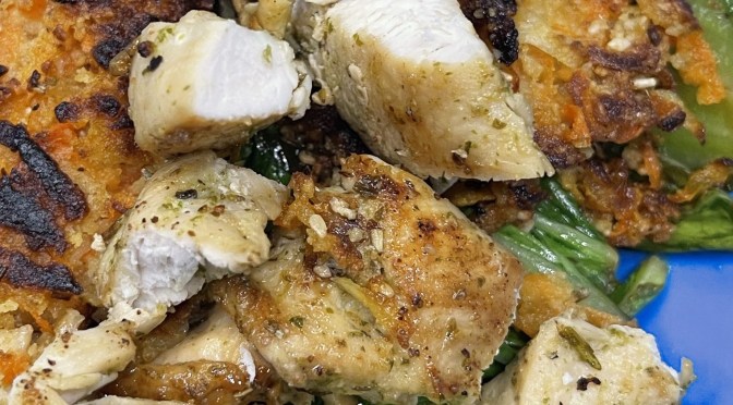 Herby Veggie Fritters with Chicken & Bok Choy